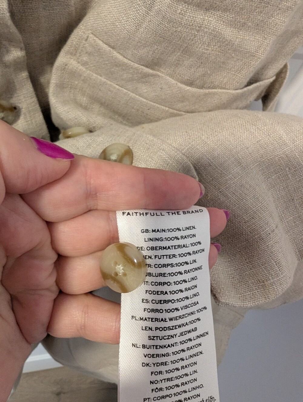 Faithfull The Brand/Marinia Linen Dress Sz M - Picture 6 of 7